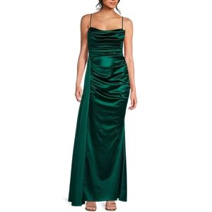 B Darlin Emerald Satin Maxi Dress
